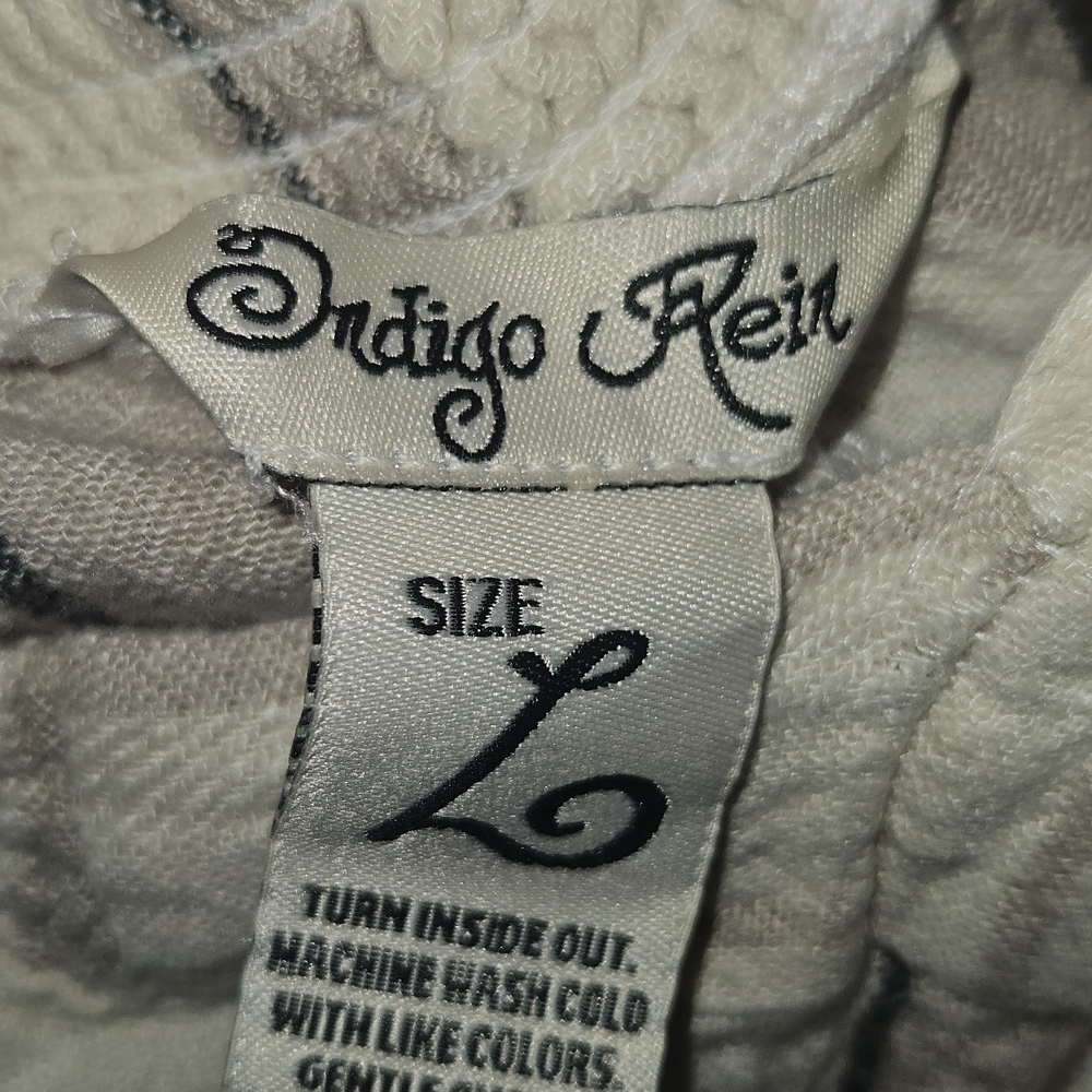 Indigo Rein Boho Beige and Black Striped Linen Blend Summer Jumpsuit Size Large - Picture 6 of 7